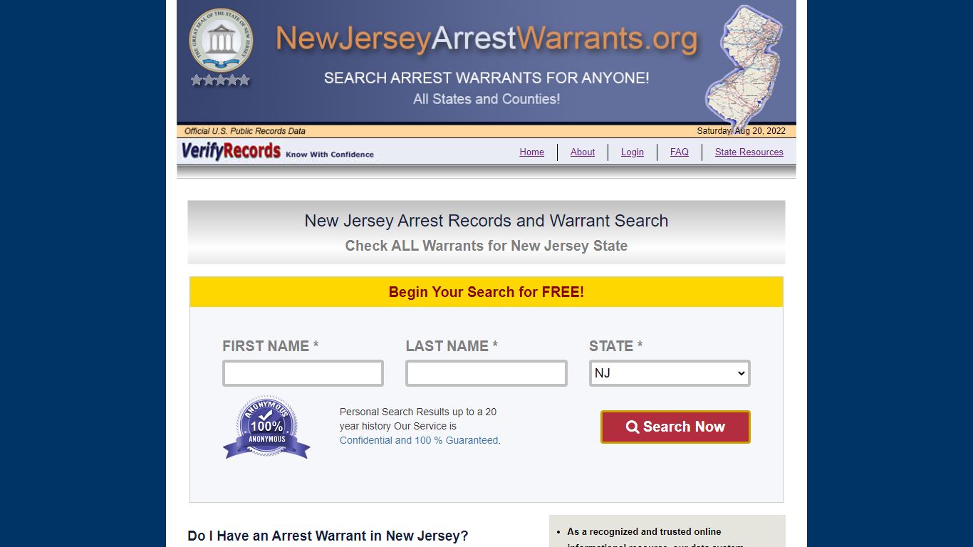 Search New Jersey Arrest Warrants