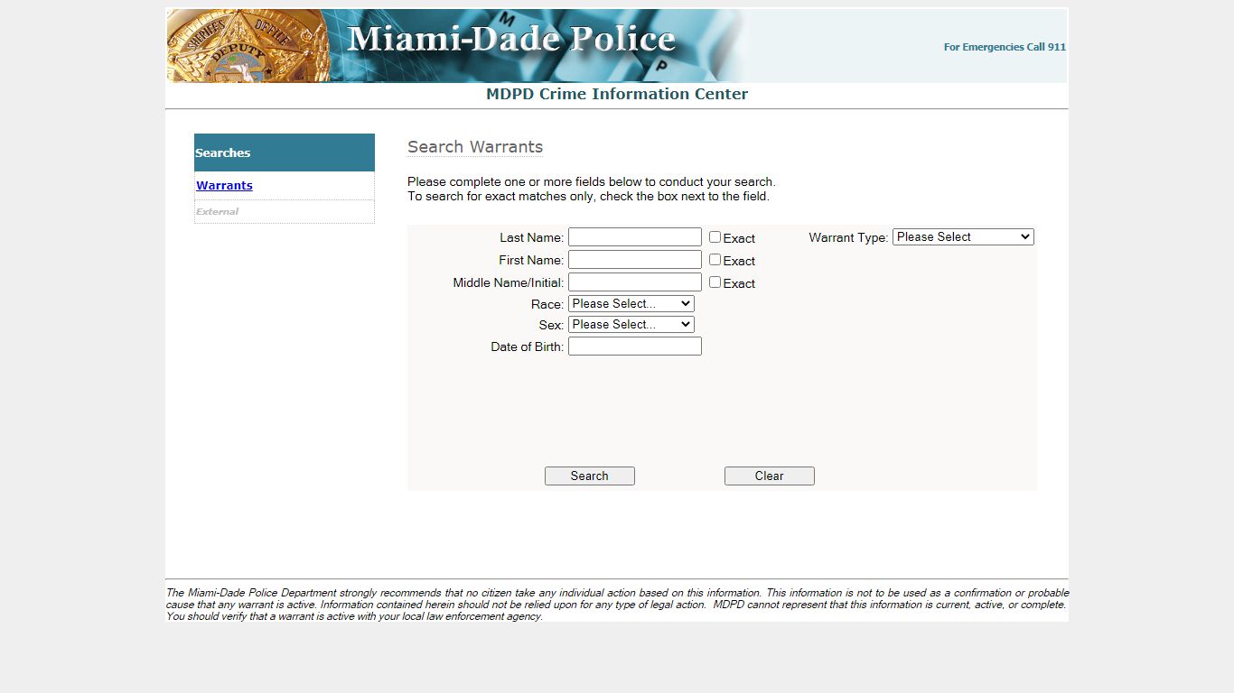 Warrants - MDPD Crime Information Center